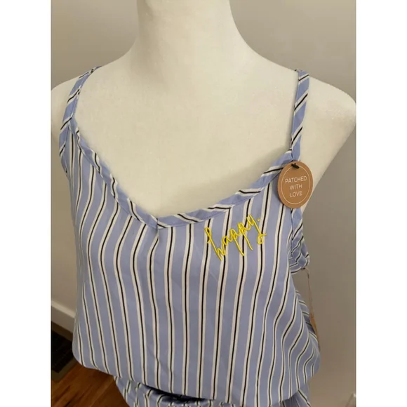 Women's RAE DUNN. Blue & White Striped Pajama Set M - Picture 2 of 7